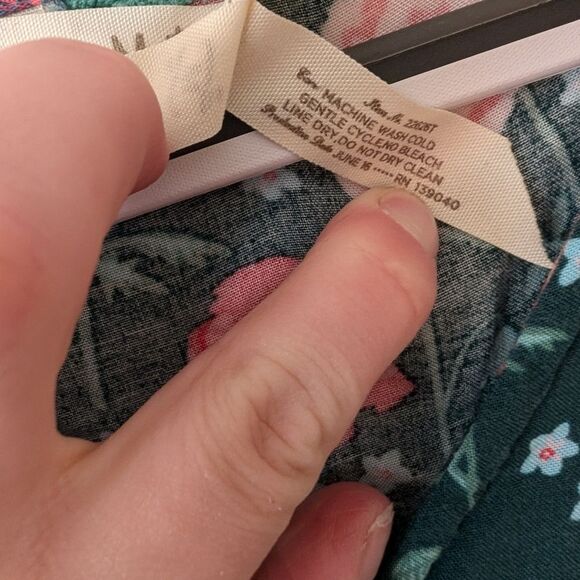 Matilda Jane Green Yesteryear Peplum Button Up Floral Green Top Size Medium - Picture 4 of 10